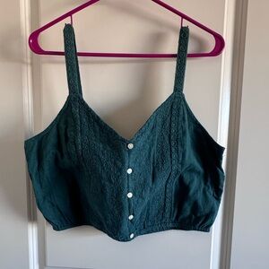 American Eagle Outfitters Teal Lace Crop Top